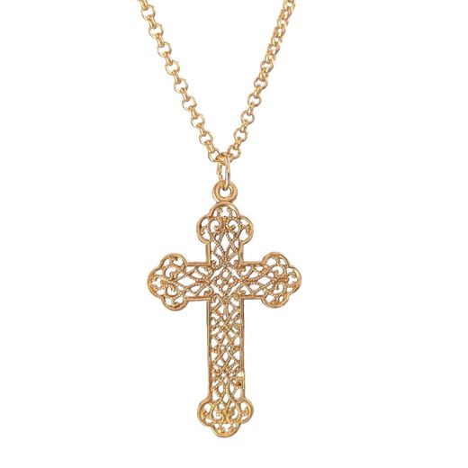 Gold cross pendant necklace